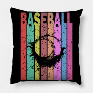 Baseball - Retro Graphic Design - Typographic Art Pillow