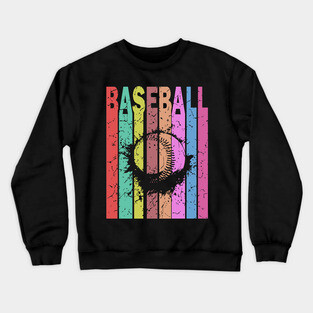 Baseball - Retro Graphic Design - Typographic Art Crewneck Sweatshirt