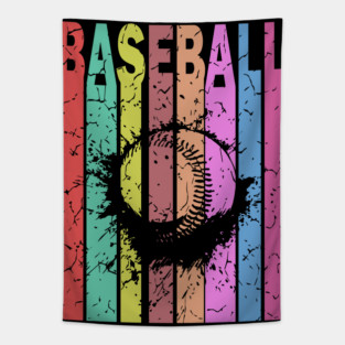 Baseball - Retro Graphic Design - Typographic Art Tapestry