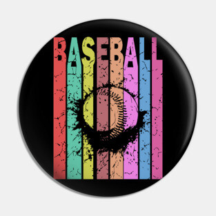Baseball - Retro Graphic Design - Typographic Art Pin