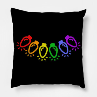 Rainbow Gay Pride Christmas Lights Pillow