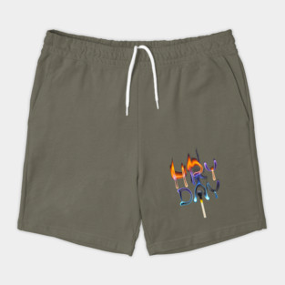 Matchstick with a Flame that Creatively Transforms into the Words “HAPPY DAY' Shorts