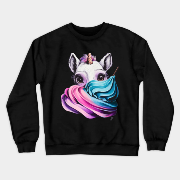 Colorful Illustration of a Unicorn with a Swirling Mane Crewneck Sweatshirt by animegirlnft
