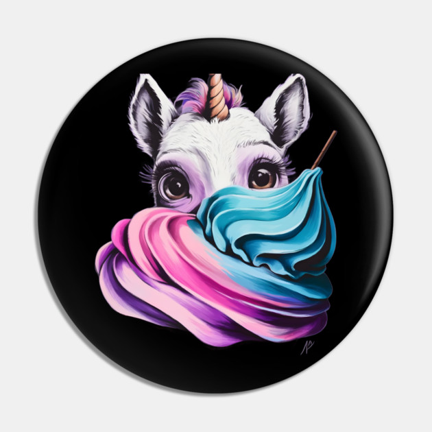 Colorful Illustration of a Unicorn with a Swirling Mane Pin by animegirlnft