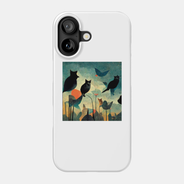 Cats and birds look at each other. Phone Case by SR8891