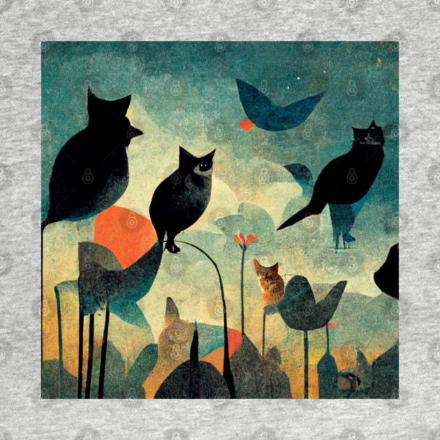 Cats and birds look at each other. by SR8891