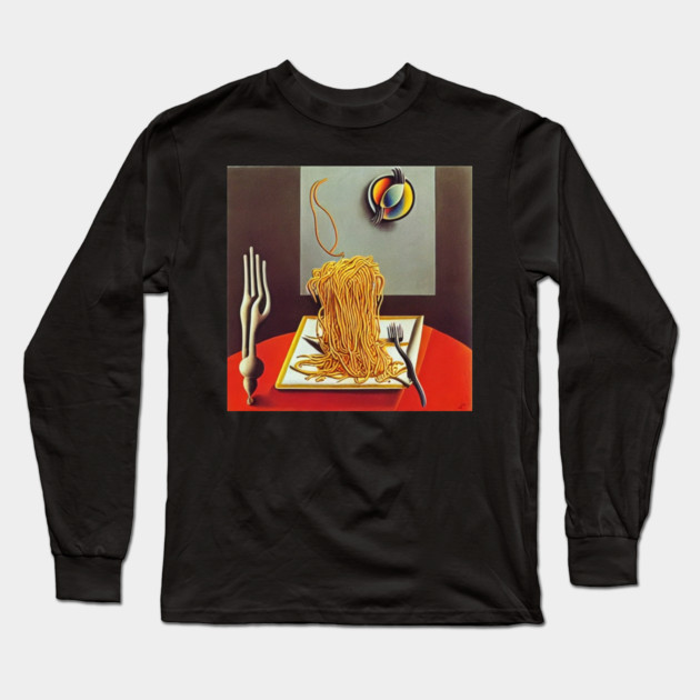 cat eating spaghetti meme Long Sleeve T-Shirt by SR8891