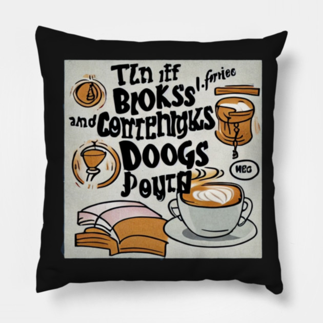 books and coffee and dogs and social justice Pillow by SR8891