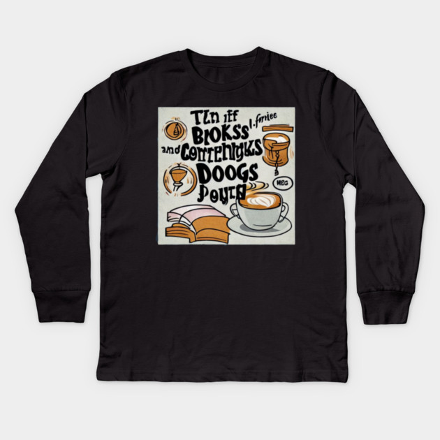 books and coffee and dogs and social justice Kids Long Sleeve T-Shirt by SR8891