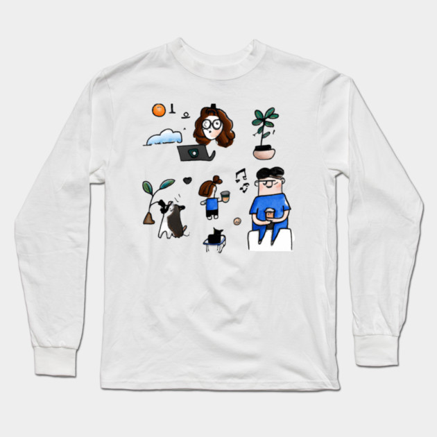 Sunshine with family and pets Long Sleeve T-Shirt by SR8891