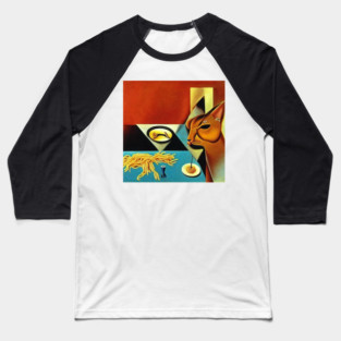 cat eating spaghetti Baseball T-Shirt