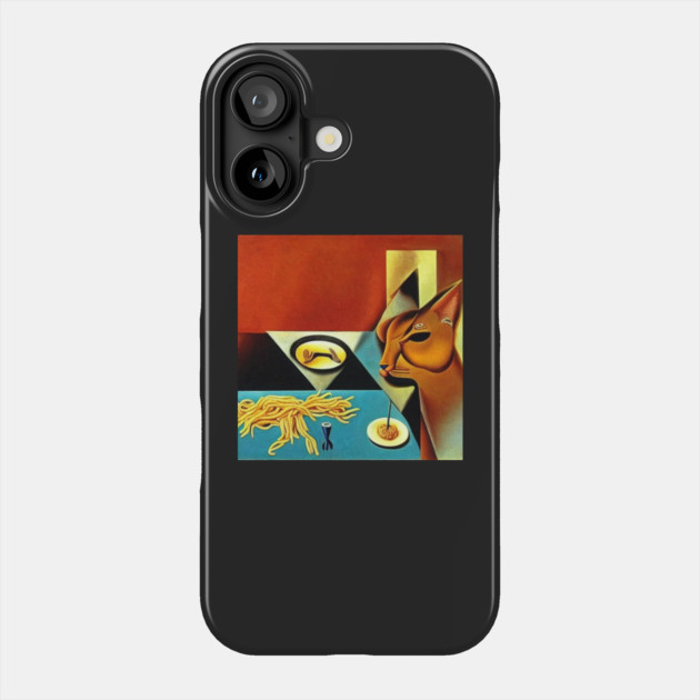 cat eating spaghetti Phone Case by SR8891