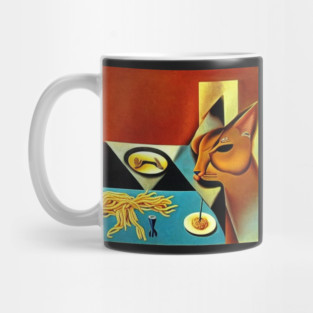 cat eating spaghetti Mug