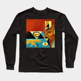 cat eating spaghetti Long Sleeve T-Shirt