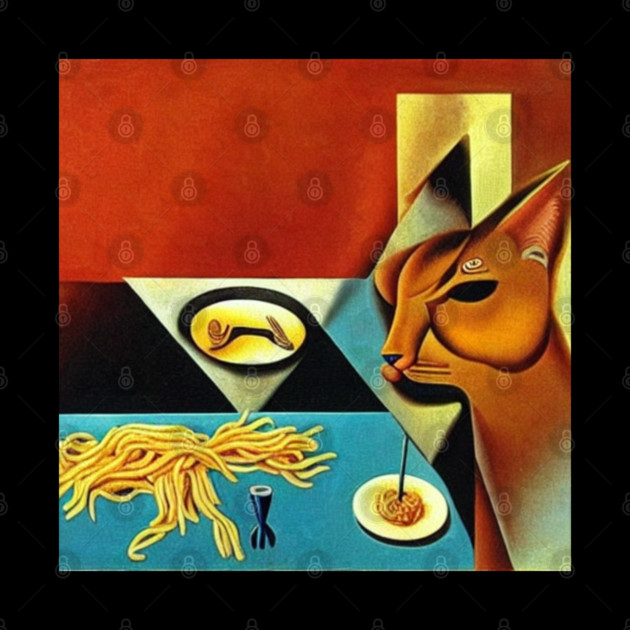 cat eating spaghetti by SR8891