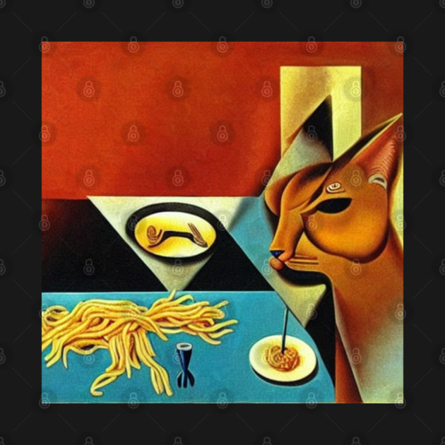 cat eating spaghetti by SR8891