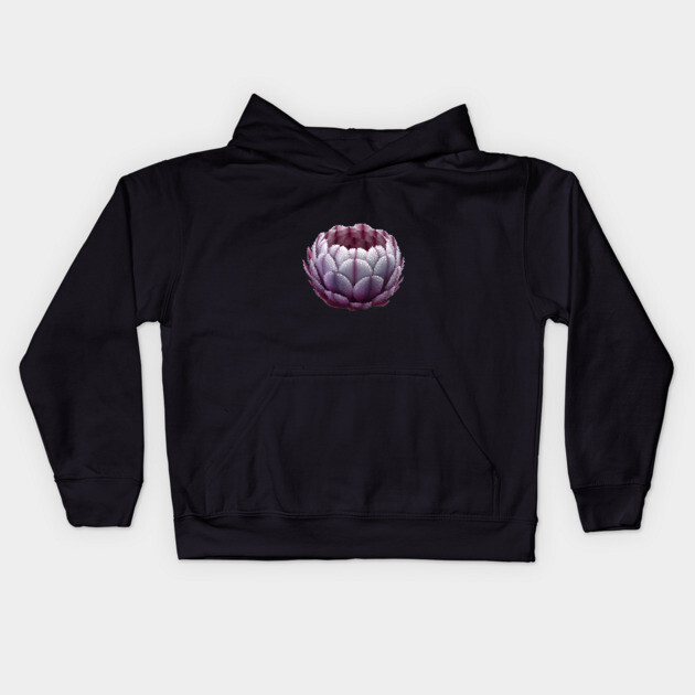 Purple Artichoke with Water Droplets on its Petals, Highlighting the Natural Beauty and Intricate Details of the Vegetable Kids Hoodie by animegirlnft