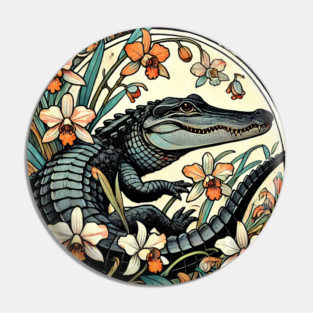 Alligator in Bloom Pin