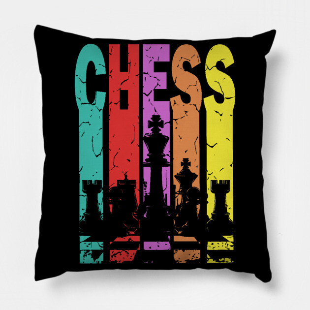 Chess - The Game of Strategy & Tactics - Retro Typographic Design Pillow by TuncGK
