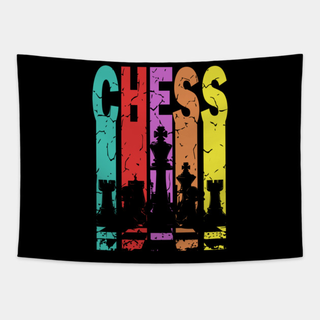 Chess - The Game of Strategy & Tactics - Retro Typographic Design Tapestry by TuncGK