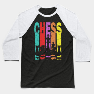 Chess - The Game of Strategy & Tactics - Retro Typographic Design Baseball T-Shirt