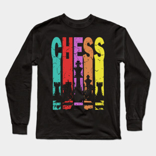 Chess - The Game of Strategy & Tactics - Retro Typographic Design Long Sleeve T-Shirt