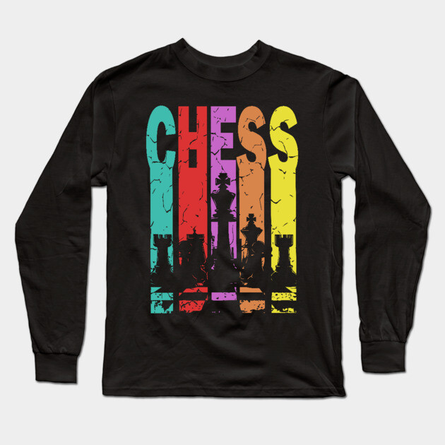 Chess - The Game of Strategy & Tactics - Retro Typographic Design Long Sleeve T-Shirt by TuncGK