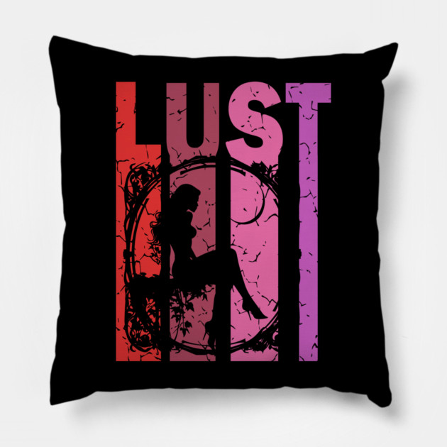 Lust - Desire, Fancy & Love - Retro Typographic Design Pillow by TuncGK