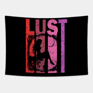 Lust - Desire, Fancy & Love - Retro Typographic Design Tapestry