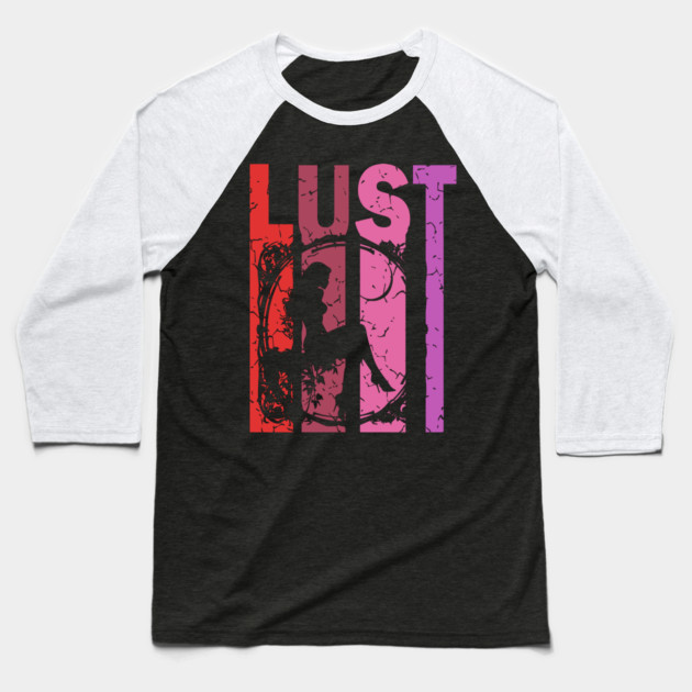 Lust - Desire, Fancy & Love - Retro Typographic Design Baseball T-Shirt by TuncGK