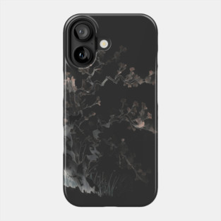Stylized Cherry Blossom Tree with Black Branches and Pink Blossoms Phone Case