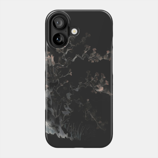 Stylized Cherry Blossom Tree with Black Branches and Pink Blossoms Phone Case by animegirlnft