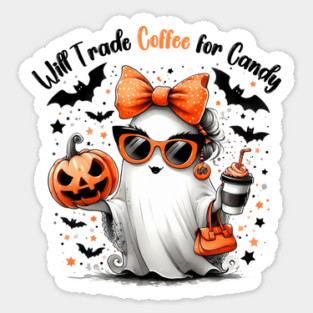 Will trade coffee for candy, Ghost mama, Teacher ghost Sticker