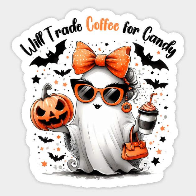 Will trade coffee for candy, Ghost mama, Teacher ghost Magnet by Prinyos
