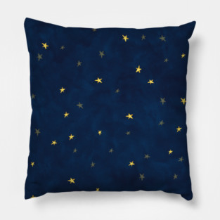 Classic Celestial Sky Print -Navy Blue and Gold Star Design Pillow