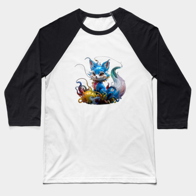 Colorful Creature Resembling a Fox, with Large Eyes and Ears, and a Body that Appears Baseball T-Shirt by animegirlnft