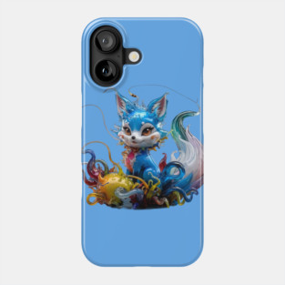 Colorful Creature Resembling a Fox, with Large Eyes and Ears, and a Body that Appears Phone Case