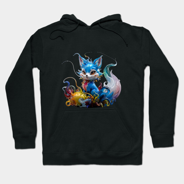 Colorful Creature Resembling a Fox, with Large Eyes and Ears, and a Body that Appears Hoodie by animegirlnft