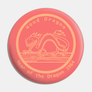 Year of the Dragon 1964 Wood Dragon FRONT AND BACK Pin