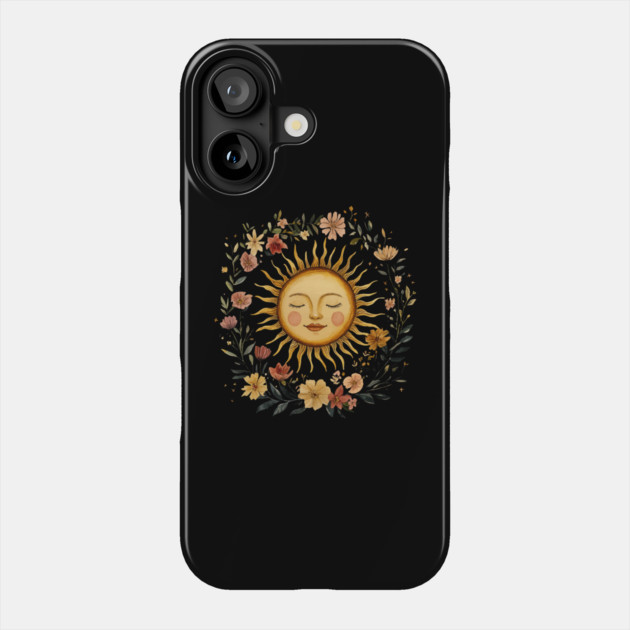 Zodiac Sun Resting in its Floral Wreath Phone Case by TuncGK