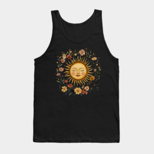 Zodiac Sun Resting in its Floral Wreath Tank Top