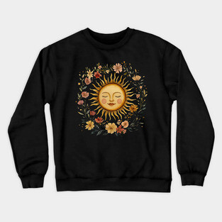 Zodiac Sun Resting in its Floral Wreath Crewneck Sweatshirt