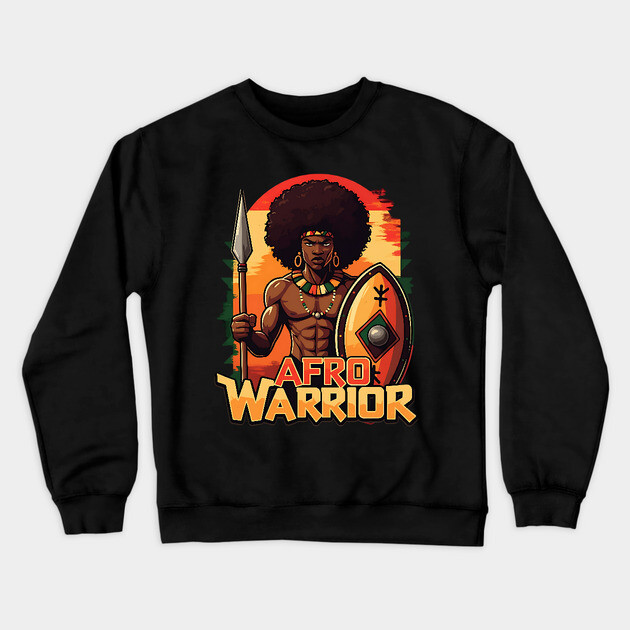 Afro Warrior Crewneck Sweatshirt by UrbanLifeApparel