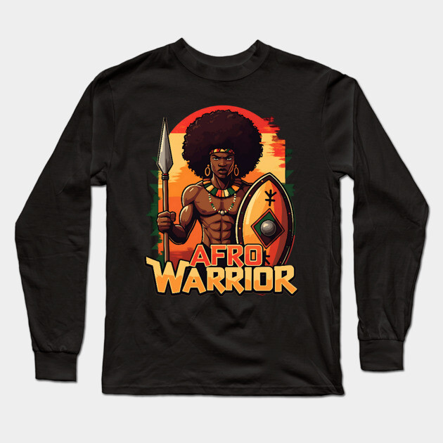 Afro Warrior Long Sleeve T-Shirt by UrbanLifeApparel