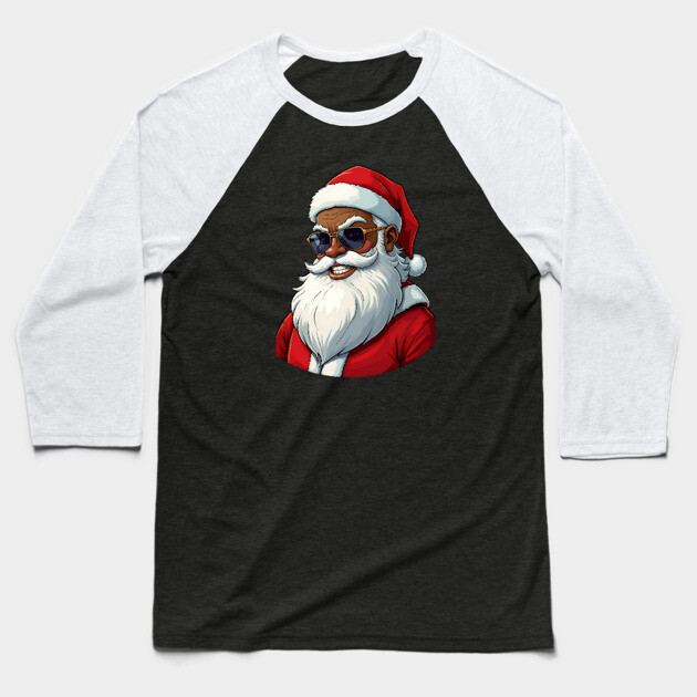 Black Santa Baseball T-Shirt by UrbanLifeApparel