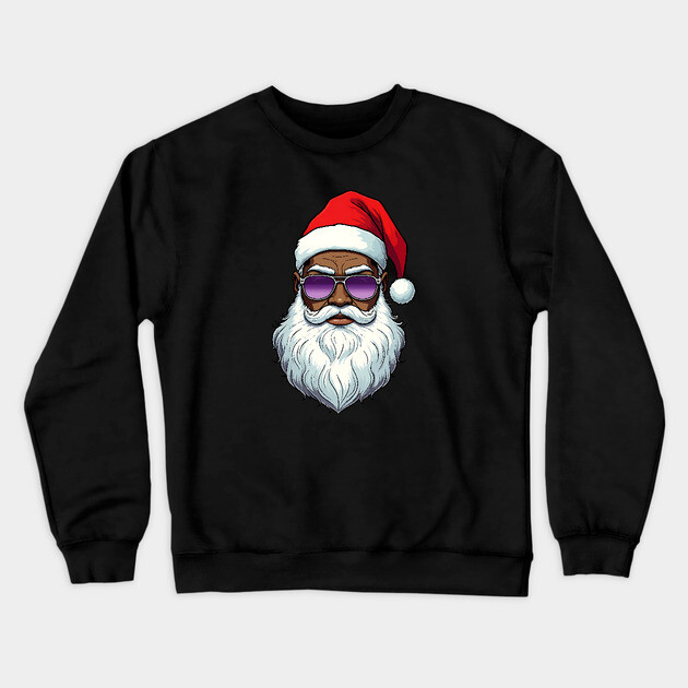 Cool Black Santa Crewneck Sweatshirt by UrbanLifeApparel