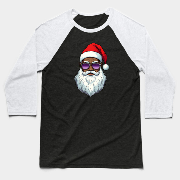 Cool Black Santa Baseball T-Shirt by UrbanLifeApparel