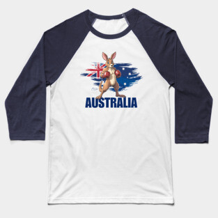 Boxing Kangaroo Australia Baseball T-Shirt