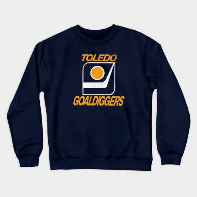 Defunct Hockey Team Toledo Goaldiggers Hockey Crewneck Sweatshirt by Yesteeyear