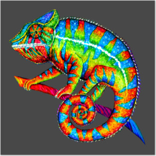 Rainbow Panther Chameleon Posters and Art